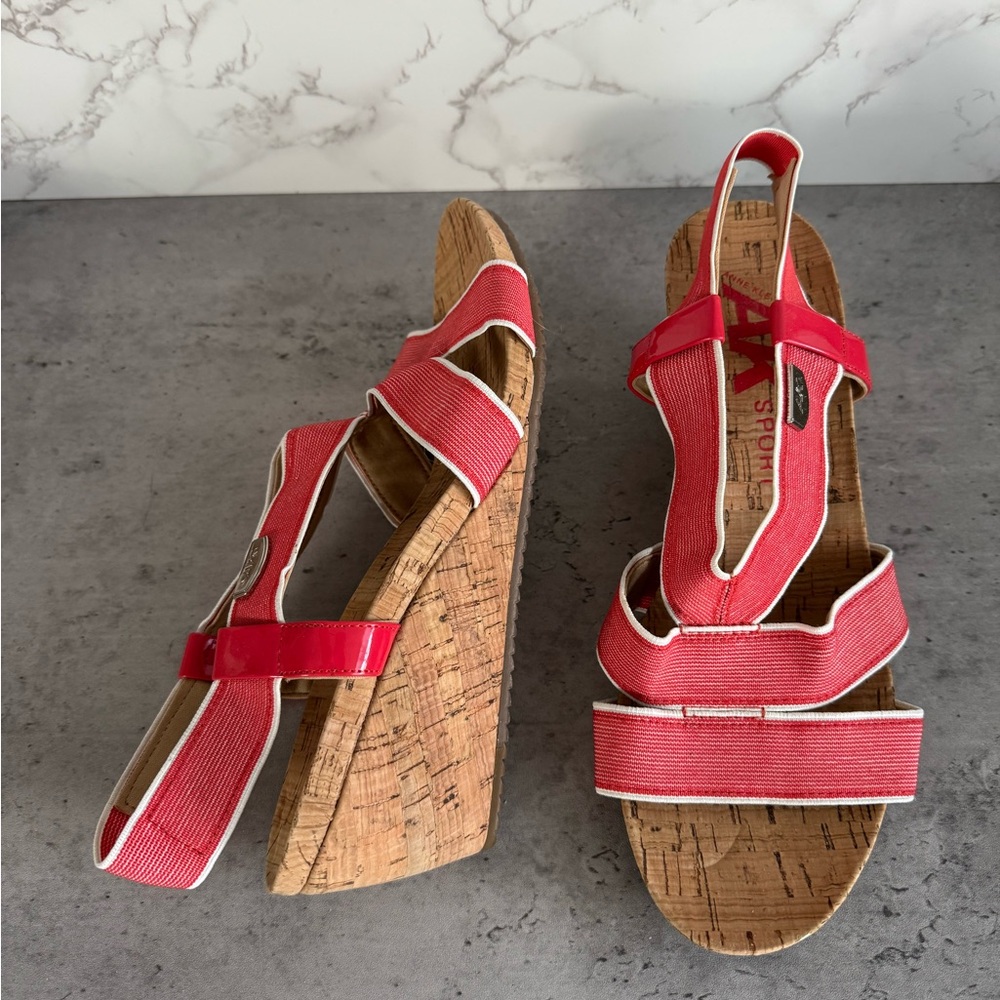 Anne Klein Sport Red Wedge Shoes with Cork Heel